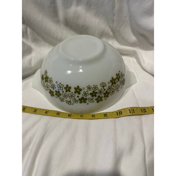 Pyrex #443 Mixing Bowl - Spring Blossom Crazy Daisy 2.5 Quart White & Green Vtg - Picture 7 of 7